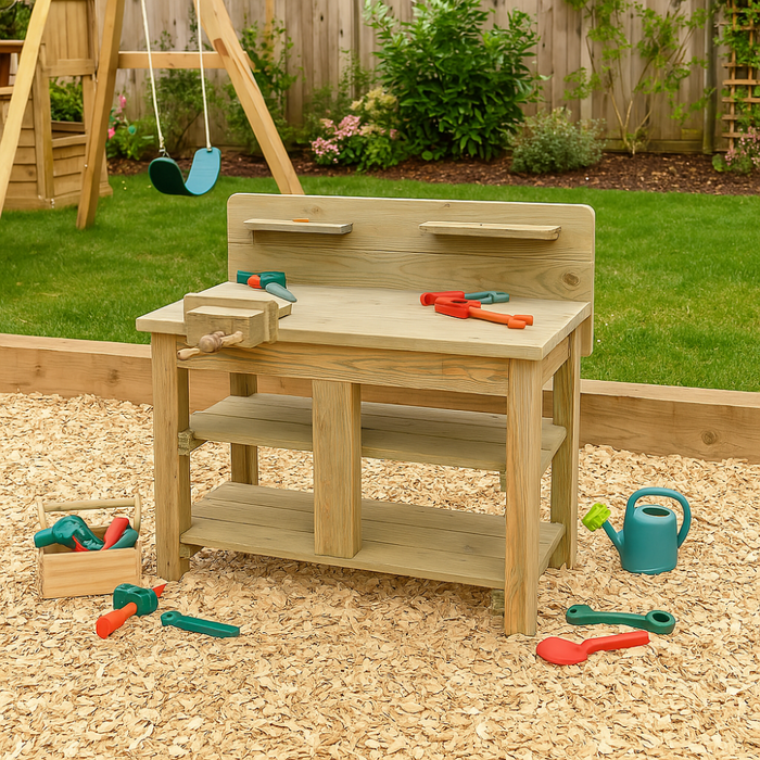 MISOU Kinder Werkbank Speeltafel Houten Werktafel voor Kinderen Bou...