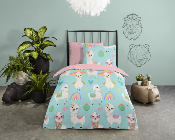 Kinder Dekbedovertrek Good Morning Katoen Lamalife - multi 140x200