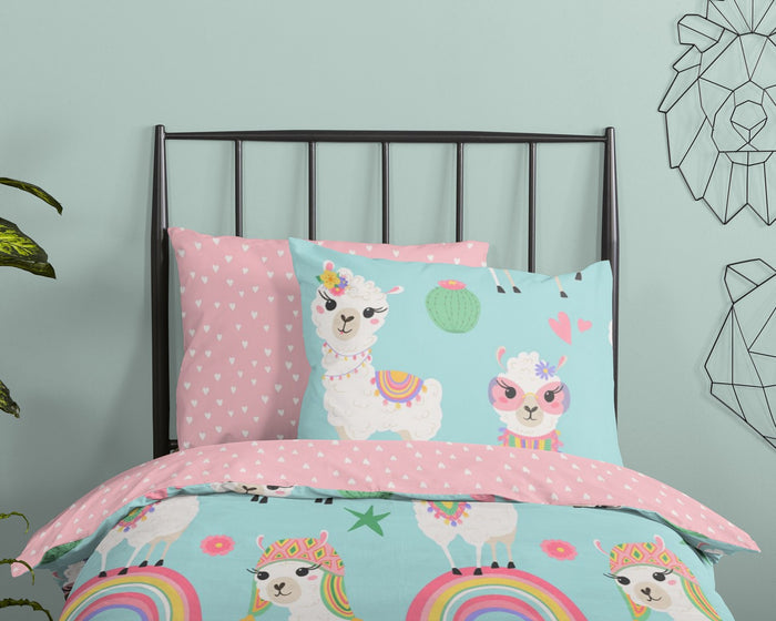 Kinder Dekbedovertrek Good Morning Katoen Lamalife - multi 140x200