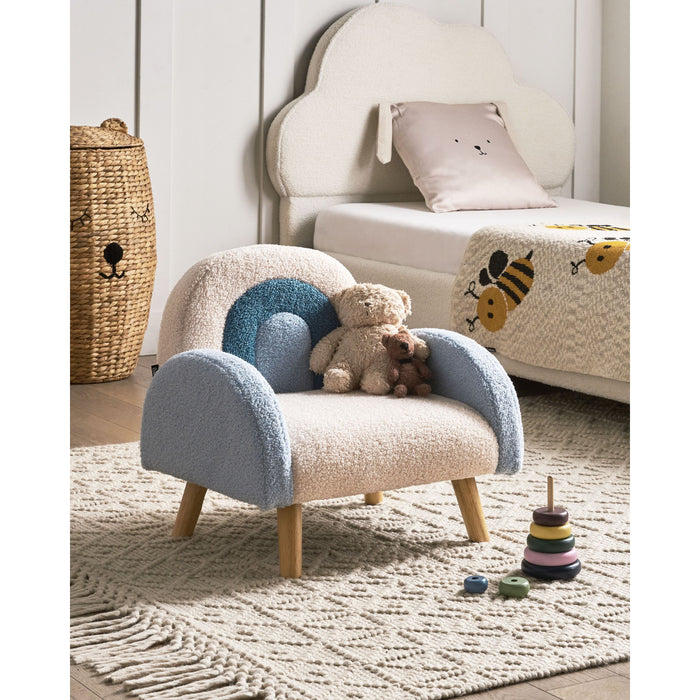 Beliani - OMBO - Kinderfauteuil - Lichtblauw - Bouclé
