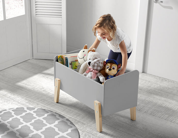 LUCEVI - Kiddy Speelkoffer - Speelgoedkist - Hout - Grijs - 80x39x48cm