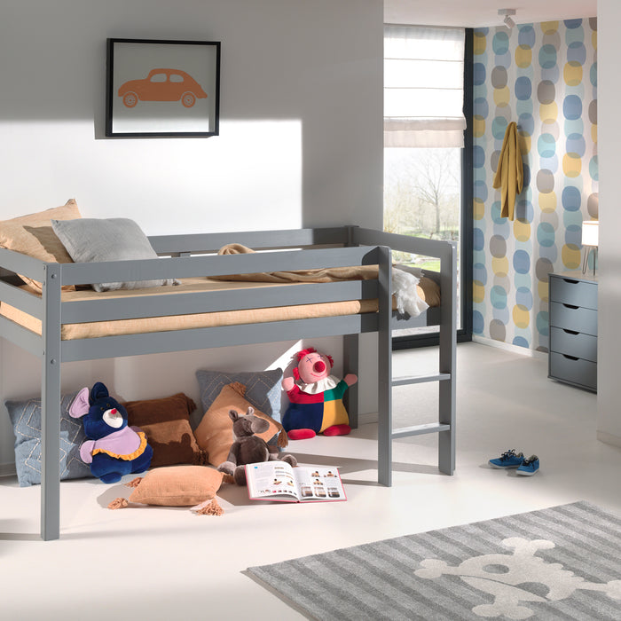 LUCEVI - Pino Halfhoogslaper met Ladder 90x200cm - Grijs - H115CM