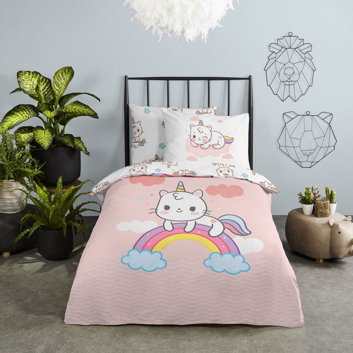 Kinder Dekbedovertrek Good Morning Katoen Puk - pink 140x200|220cm