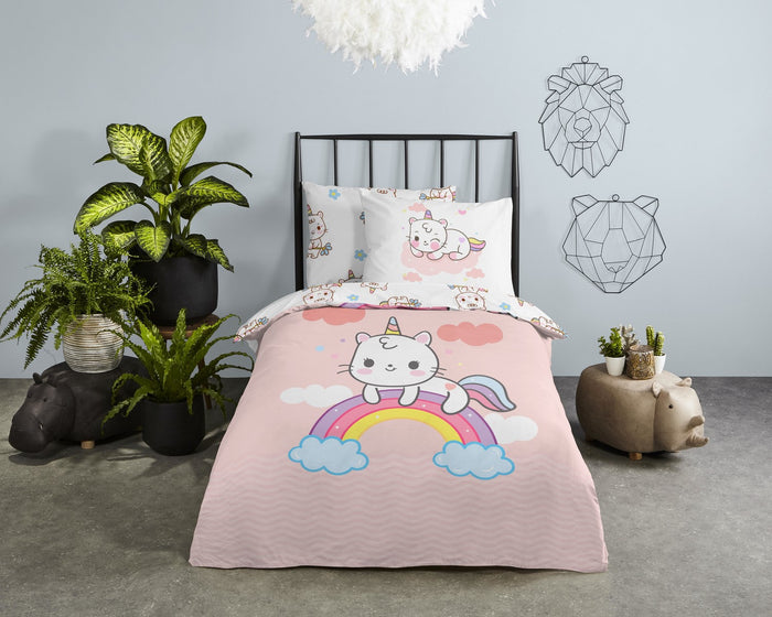 Kinder Dekbedovertrek Good Morning Katoen Puk - pink 140x200|220cm