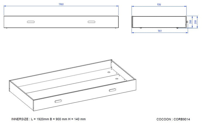 LUCEVI - Kiddy Rolbed|Opberglade - 90x200cm - Wit