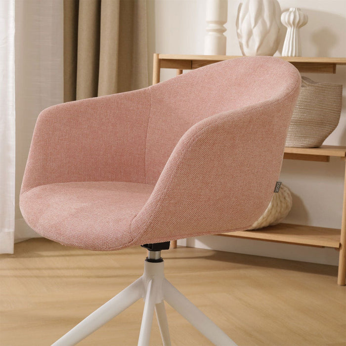 Nolon Nola-Otis Eetkamerstoel Zacht Roze - Draaibaar Wit Onderstel