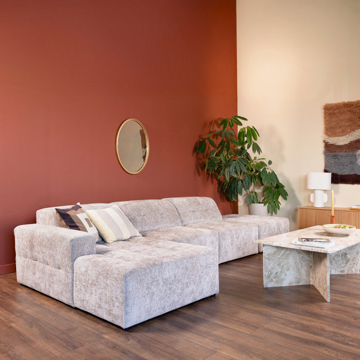 Cosmopolitan Design Chicago Hoekbank met Chaise Longue Links - Rechts Open - Chenille - Lichtbeige