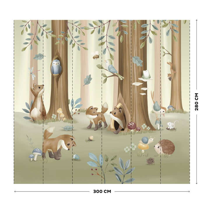 Little Dutch Forest Friends Fotobehang - Dieren - 2,80x3m - Groen