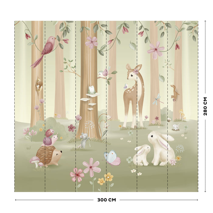 Little Dutch Fairy Garden Fotobehang - Dieren - 2,80x3m - Groen