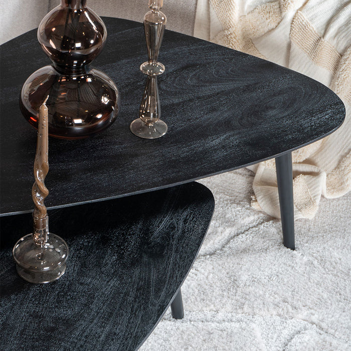 Home67 - Salontafel Jamal - Zwart Mangohout - Set van 2