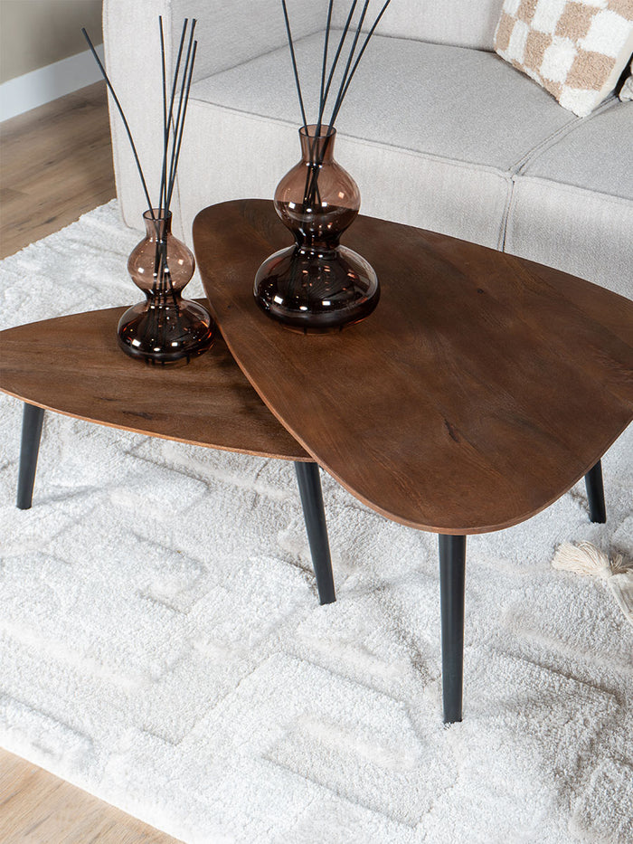 Home67 - Salontafel Jamal - Espresso Mangohout - Set van 2