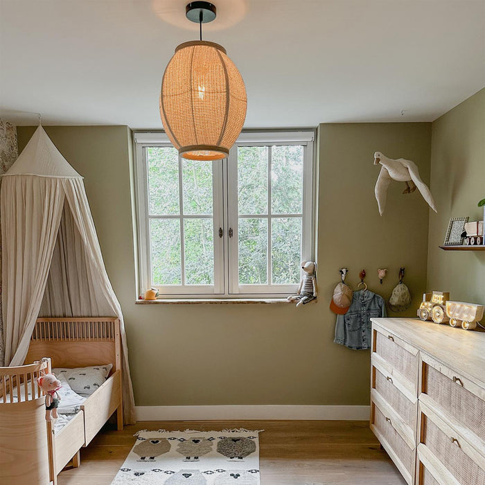 QAZQA Oosterse hanglamp naturel stof 35 cm - Rob