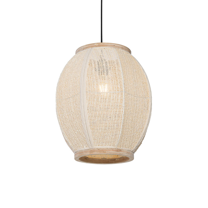 QAZQA Oosterse hanglamp naturel stof 35 cm - Rob