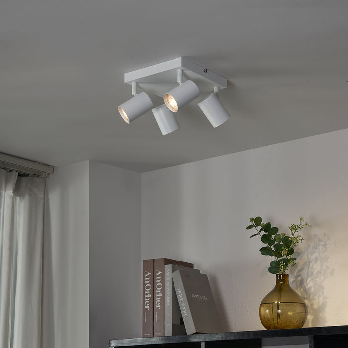 QAZQA Moderne plafondlamp wit 4-lichts verstelbaar vierkant - Jeana