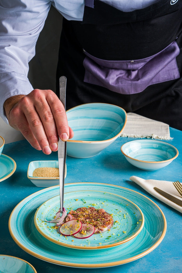 Bonna Serveerschaal - Aqua - Porselein - 19x11 cm - set van 2