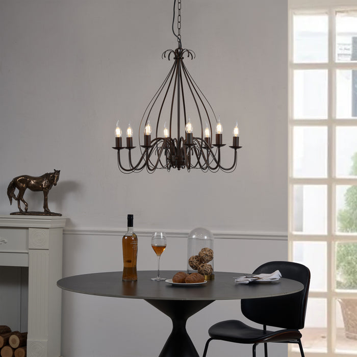 QAZQA Klassieke kroonluchter roestbruin 8-lichts - Giuseppe