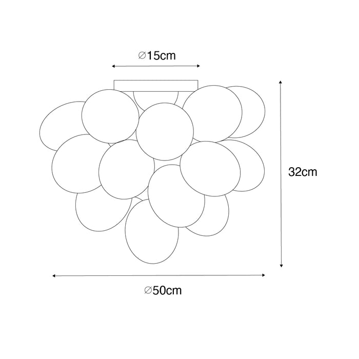 QAZQA Art deco plafondlamp zwart met opaal glas 6-lichts - Uvas