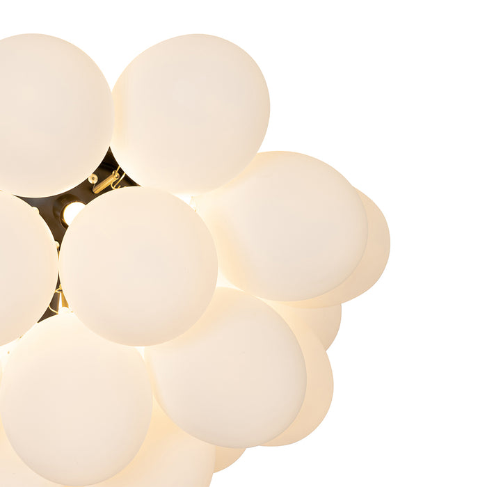 QAZQA Art deco plafondlamp zwart met opaal glas 6-lichts - Uvas