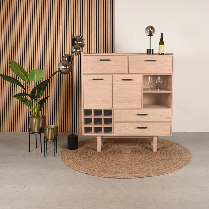 LABEL51 - Hoge Kast Cali - Naturel Eiken - Zwart Metaal