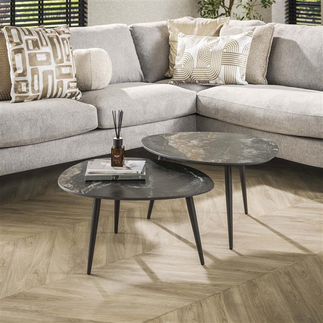 Hoyz Collection - Salontafel Set-2 Organisch Fossil - Keramiek Zwart