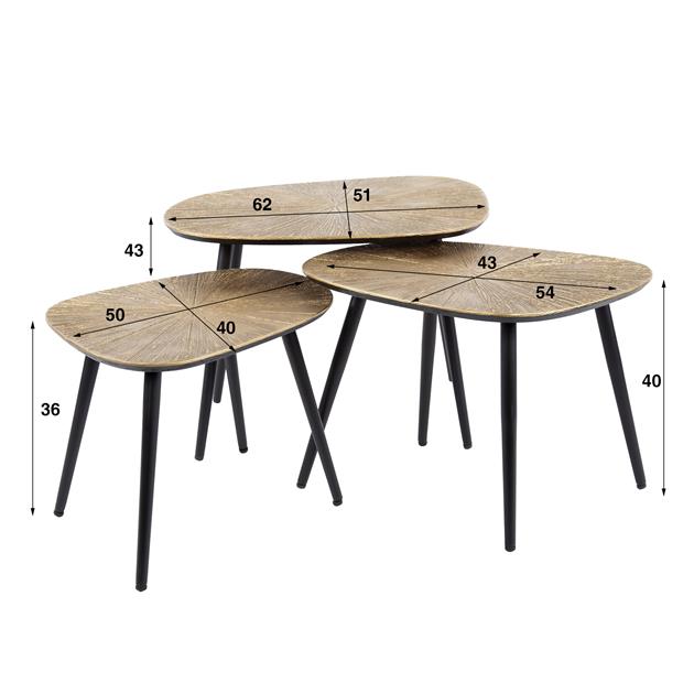Hoyz Collection - Salontafel Set-3 Vierhoekig Ray - Brons|Goud Metaal