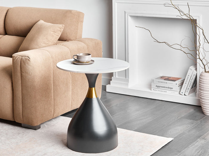 Beliani - ITUNA - Bijzettafel - Gebroken wit - Gesinterde steen