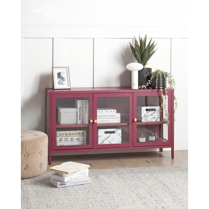 Beliani - NEWPORT - Dressoir - Donkerrood - Staal