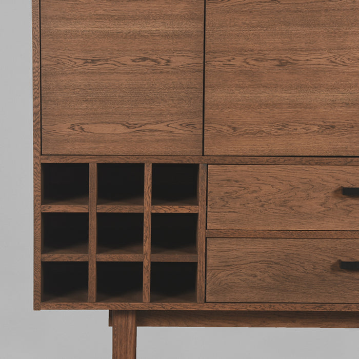 LABEL51 - Hoge Kast Cali - Smoked Eiken - Zwart Metaal