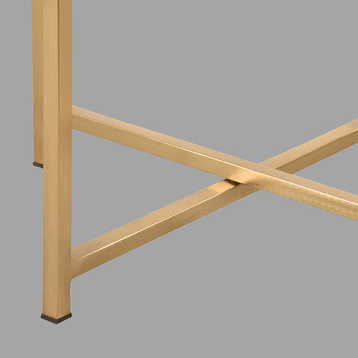 LABEL51 - Bijzettafel Dox - Espresso Mangohout - Goud Metaal