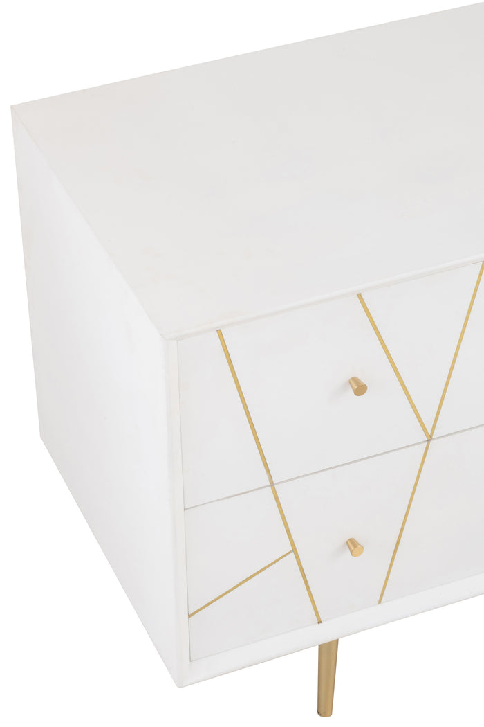 J-line - Dressoir 4 Lades 2 Deuren Hout Wit - 150x45x60cm