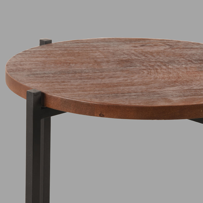 LABEL51 - Bijzettafel Dox - Espresso Mangohout - Zwart Metaal