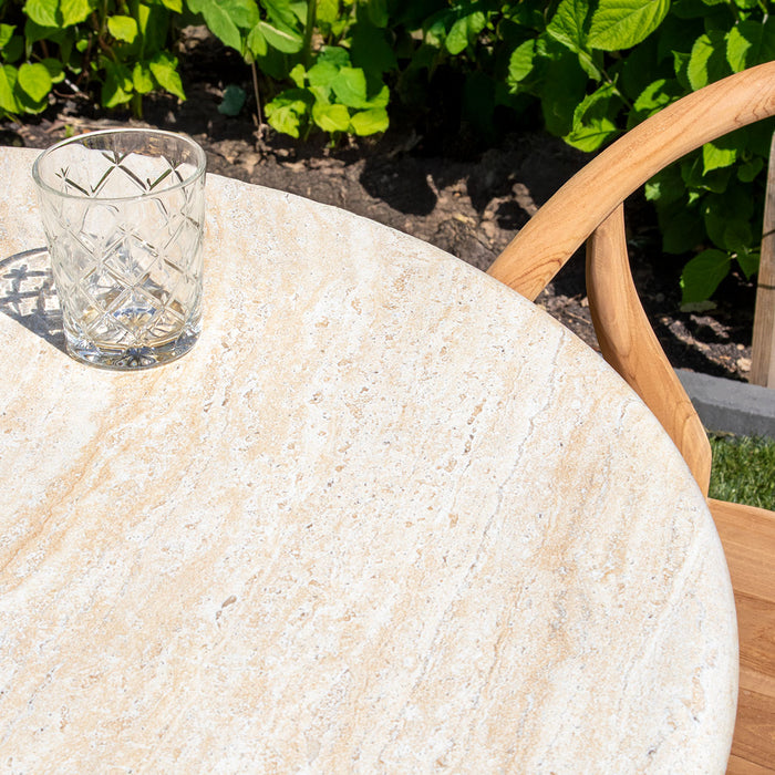 DÉJA Living - Tuintafel Travertin - Rond - 130x130x76cm - Brunn