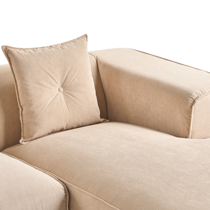 Beliani - DOLVA - Hoekbank - Beige - Linkerzijde - 294 cm - Corduroy