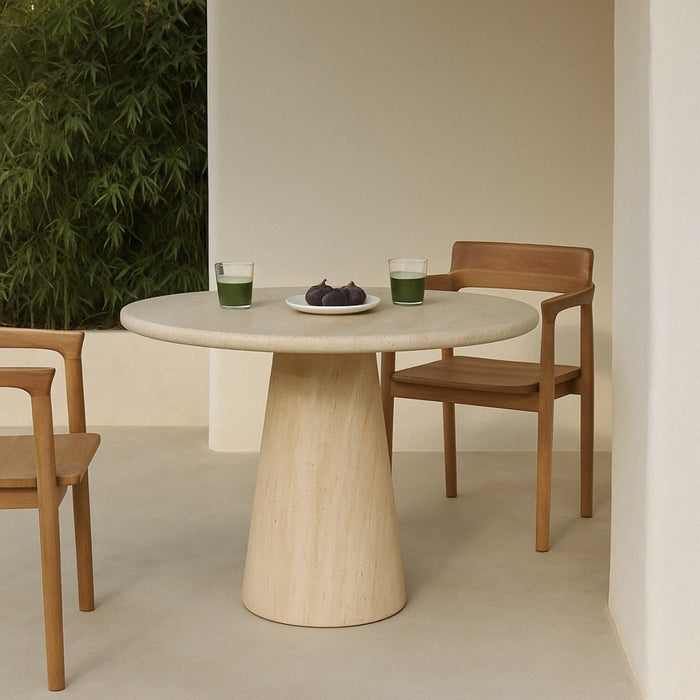 DÉJA Living - Tuintafel Travertin - Rond - 80x80x76cm - Brunn