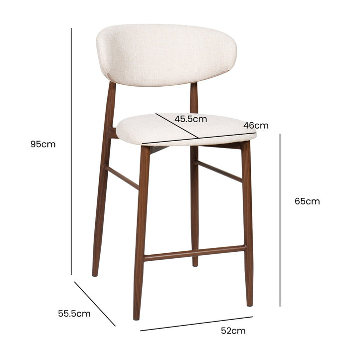 Giga Meubel - Barstoel - Beige- Zithoogte 65cm - Alexia - Set van 2