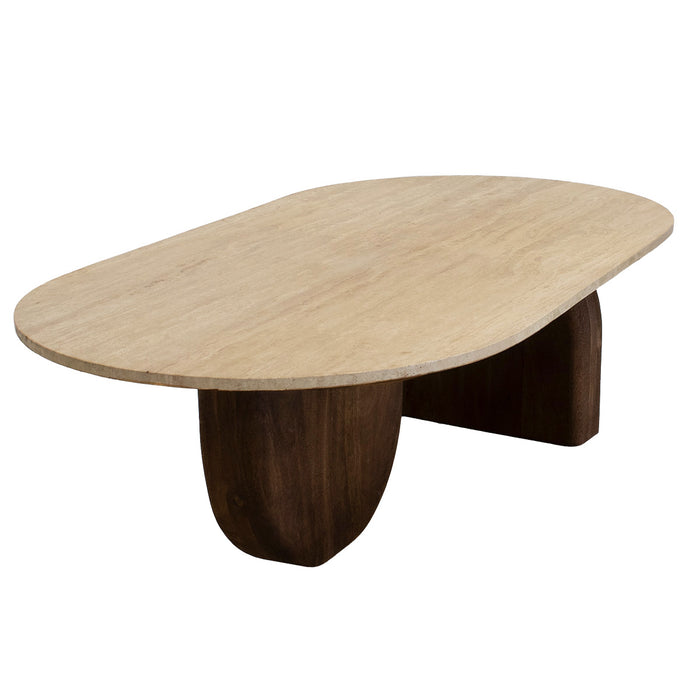 Giga Meubel - Salontafel Travertin - Bruin - 120x65x38cm - Wessel