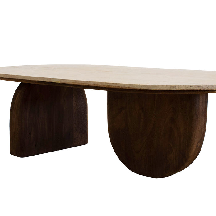 Giga Meubel - Salontafel Travertin - Bruin - 120x65x38cm - Wessel