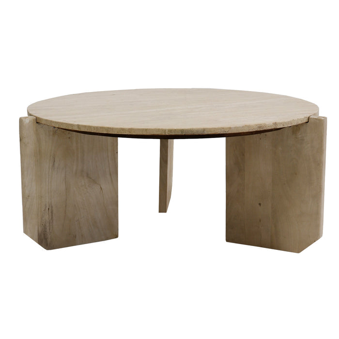 Giga Meubel - Salontafel Travertin - Naturel - 80x80x36cm - Simon