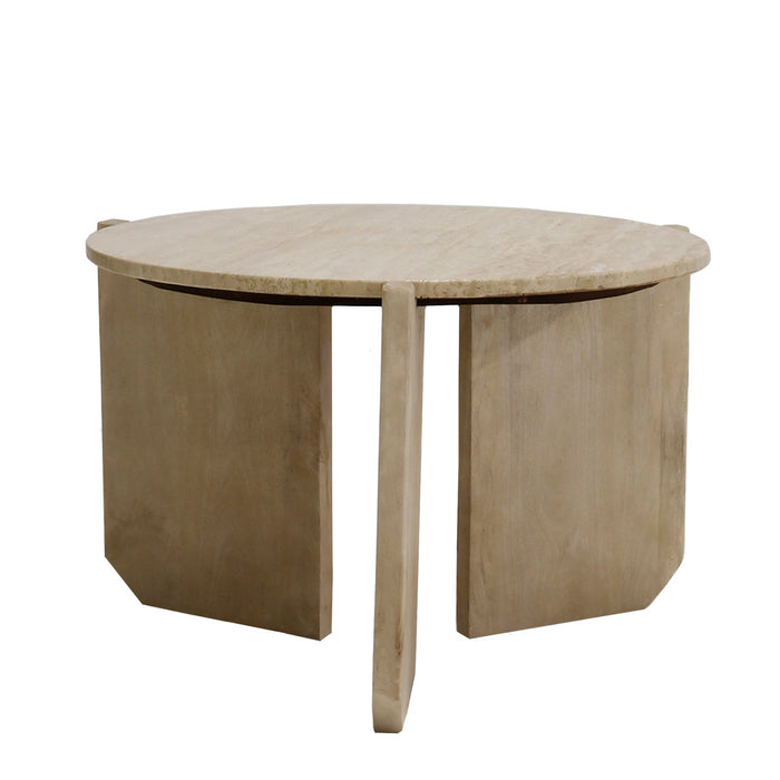 Giga Meubel - Salontafel Travertin - Naturel - 60x60x40cm - Simon