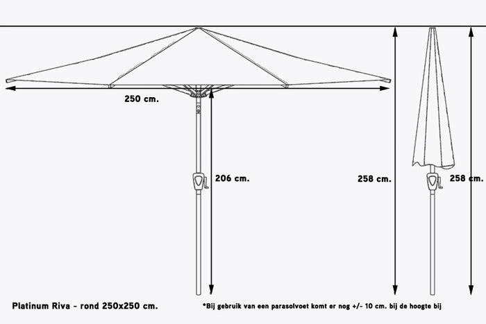 Platinum Riva parasol 2,5x2,5 m. Ecru