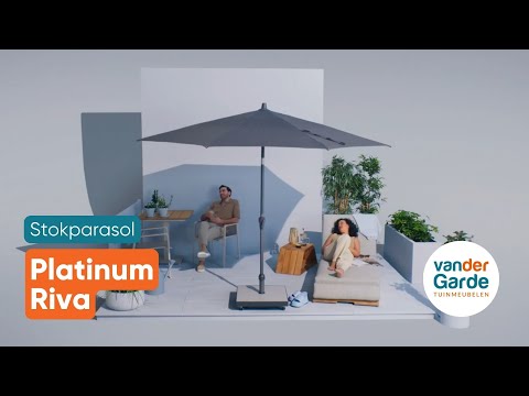 Platinum Riva stokparasol 3x2 - Light Grey met voet en hoes