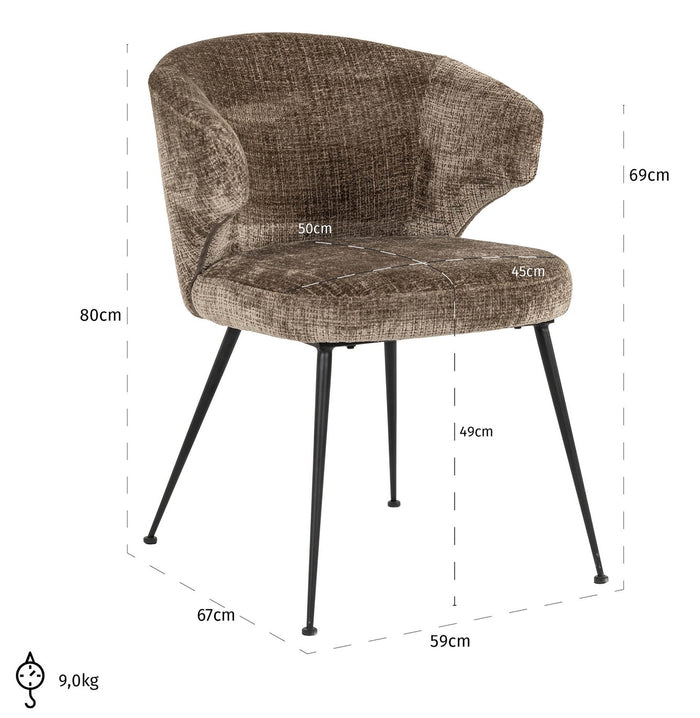 Richmond Interiors Xandra Steengrijs Chenille Eetkamerstoel