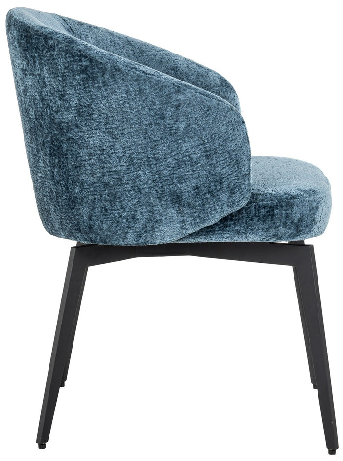 Richmond Interiors Amphara Blauw Chenille Eetkamerstoel