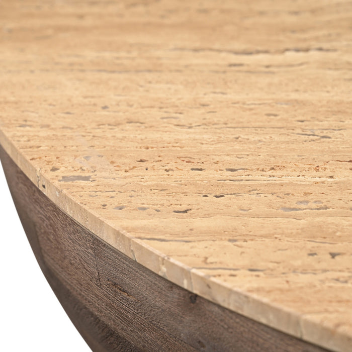 Giga Meubel - Salontafel Travertin - Donkerbruin - 90x90x38cm - Aiden