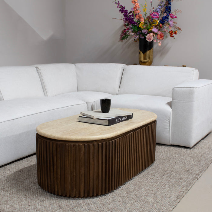 Giga Meubel - Salontafel Travertin - Bruin - 120x60x40cm - Sven