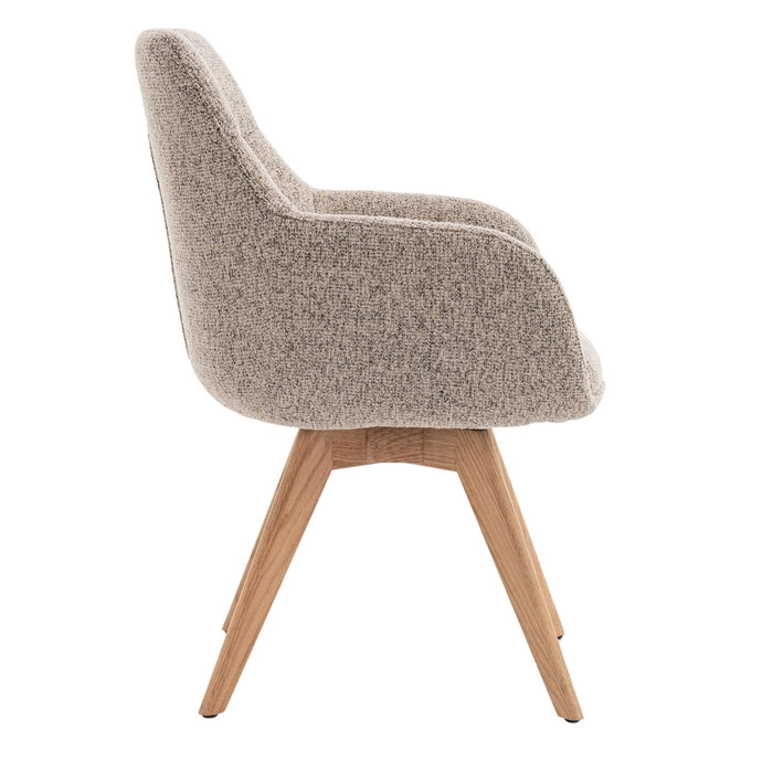 DÉJA Living - Eetkamerstoel Taupe|Naturel Draaibaar - Noé - Set van 2
