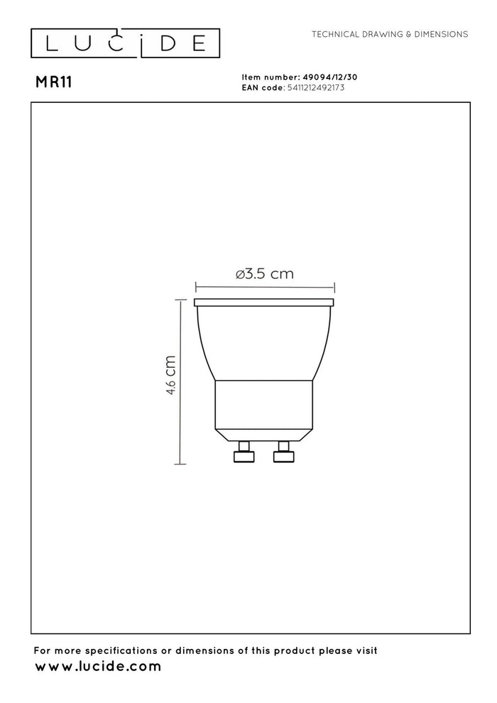 Lucide MR11 * 3 Led lamp - Zwart