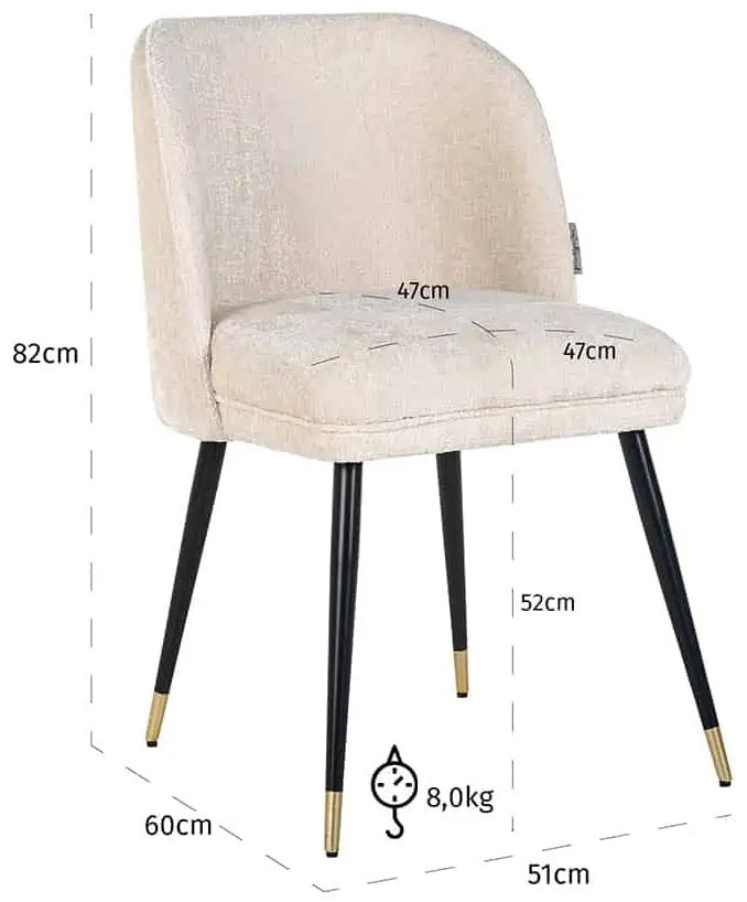 Richmond Interiors Alicia Eetkamerstoel Wit Chenille