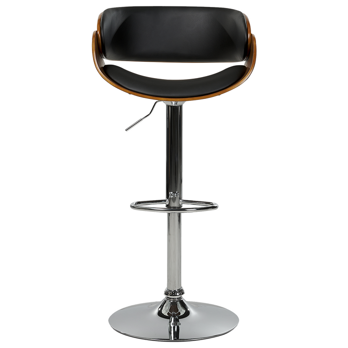 Beliani - BAKU - Barkruk verstelbaar - Donkerbruin|Zwart - Kunstleer