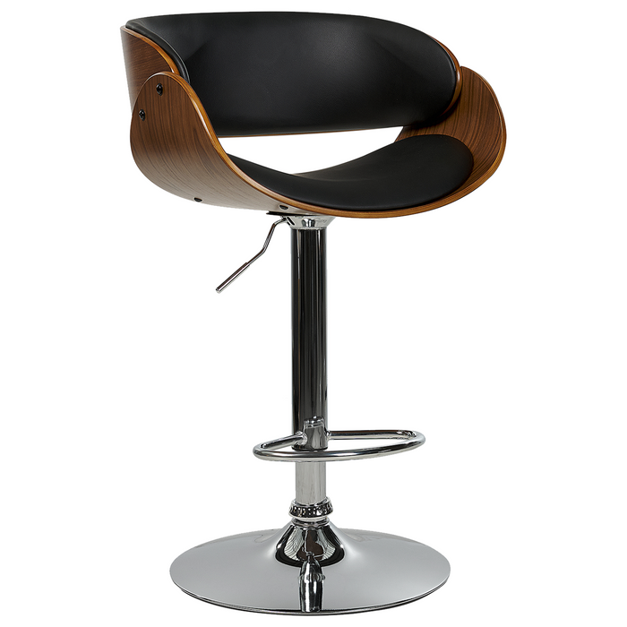 Beliani - BAKU - Barkruk verstelbaar - Donkerbruin|Zwart - Kunstleer